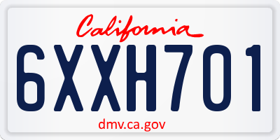 CA license plate 6XXH701