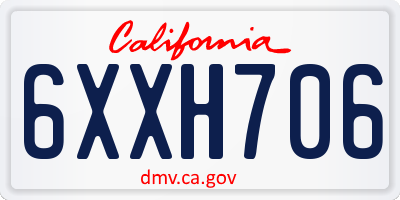 CA license plate 6XXH706