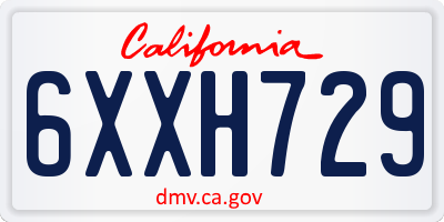 CA license plate 6XXH729