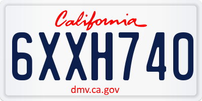 CA license plate 6XXH740