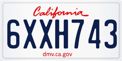 CA license plate 6XXH743