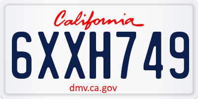 CA license plate 6XXH749