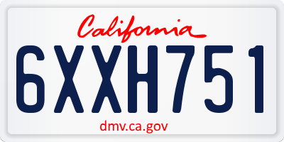 CA license plate 6XXH751