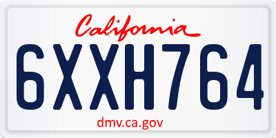 CA license plate 6XXH764