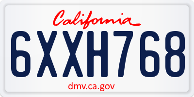 CA license plate 6XXH768