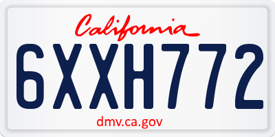 CA license plate 6XXH772