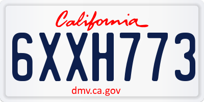 CA license plate 6XXH773