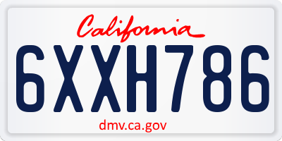 CA license plate 6XXH786