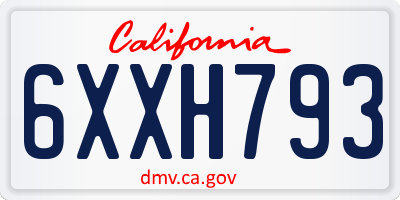 CA license plate 6XXH793