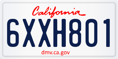CA license plate 6XXH801