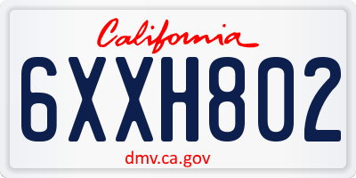 CA license plate 6XXH802