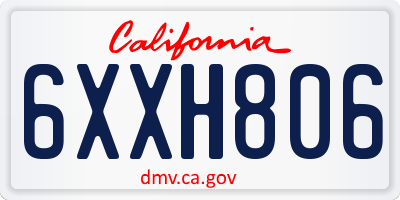 CA license plate 6XXH806