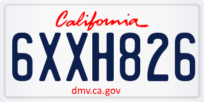 CA license plate 6XXH826