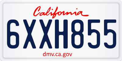 CA license plate 6XXH855