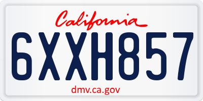 CA license plate 6XXH857