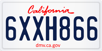 CA license plate 6XXH866