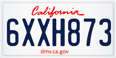 CA license plate 6XXH873