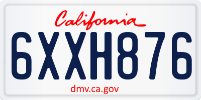 CA license plate 6XXH876