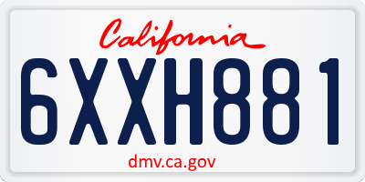 CA license plate 6XXH881