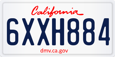 CA license plate 6XXH884