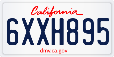 CA license plate 6XXH895