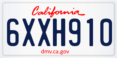 CA license plate 6XXH910