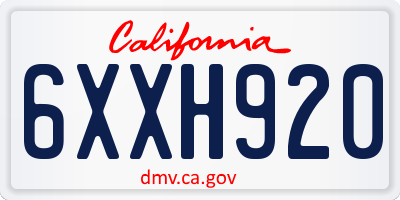 CA license plate 6XXH920