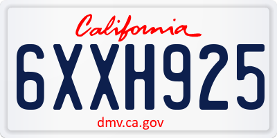 CA license plate 6XXH925