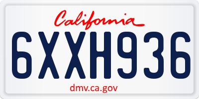 CA license plate 6XXH936