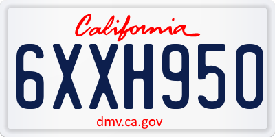 CA license plate 6XXH950