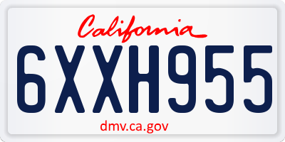 CA license plate 6XXH955