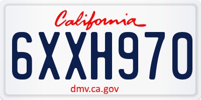 CA license plate 6XXH970