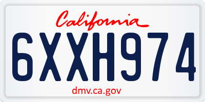 CA license plate 6XXH974