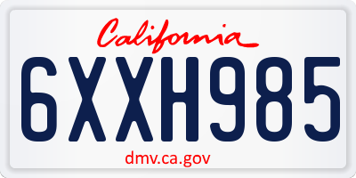 CA license plate 6XXH985