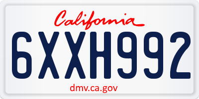 CA license plate 6XXH992