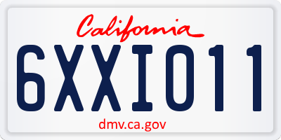 CA license plate 6XXI011