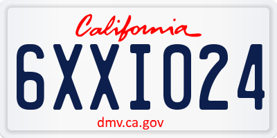 CA license plate 6XXI024