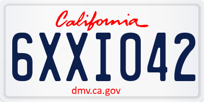 CA license plate 6XXI042