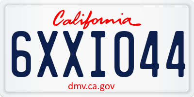 CA license plate 6XXI044
