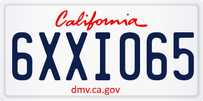 CA license plate 6XXI065