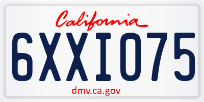 CA license plate 6XXI075