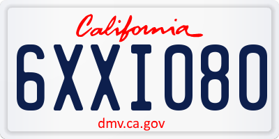 CA license plate 6XXI080
