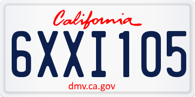 CA license plate 6XXI105