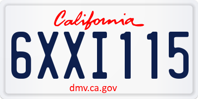 CA license plate 6XXI115