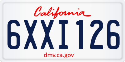 CA license plate 6XXI126