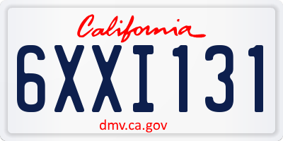 CA license plate 6XXI131