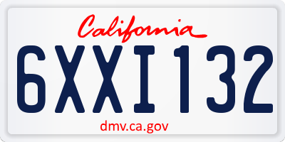 CA license plate 6XXI132