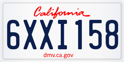 CA license plate 6XXI158