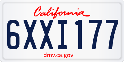 CA license plate 6XXI177