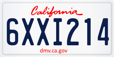 CA license plate 6XXI214